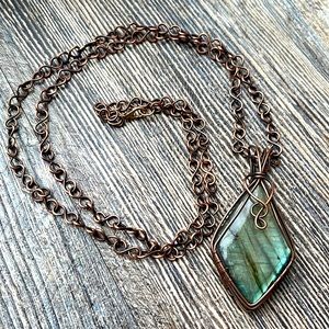 Large Labradorite Statement Copper Necklace NWOT